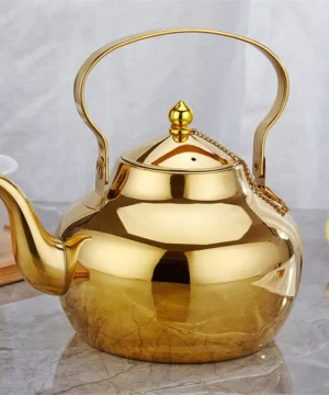 Théière inox couleur or avec filtre infuseur