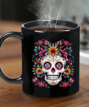 Tasse d'Halloween avec crâne souriant drôle en céramique