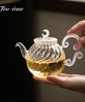 Théière en Verre de Grande Capacité – Design Ondulé