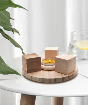 Chauffe théière en bois porte-bougie en verre camping