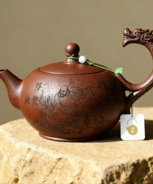 Théière chinoise traditionnelle Yixing argile violette motif Dragon Zisha 280ml