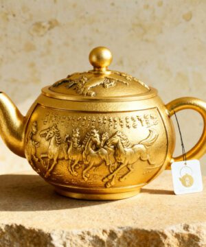 Théière Vintage en Cuivre Sculpté