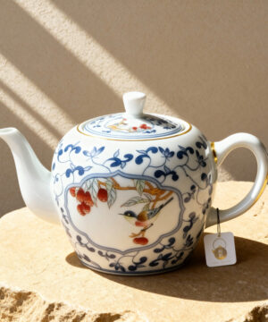 Théière en céramique élégante de Style chinois bleue et blanche 310ml