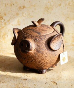Théière chinoise de porc en poterie grossière de boue de roche ancienne de 150ML