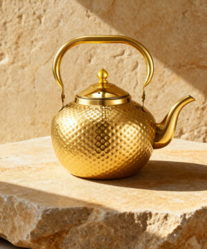 Théière sphérique martelée en acier inoxydable